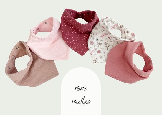 Muslīna laces - 5 gb, rozā rozītes